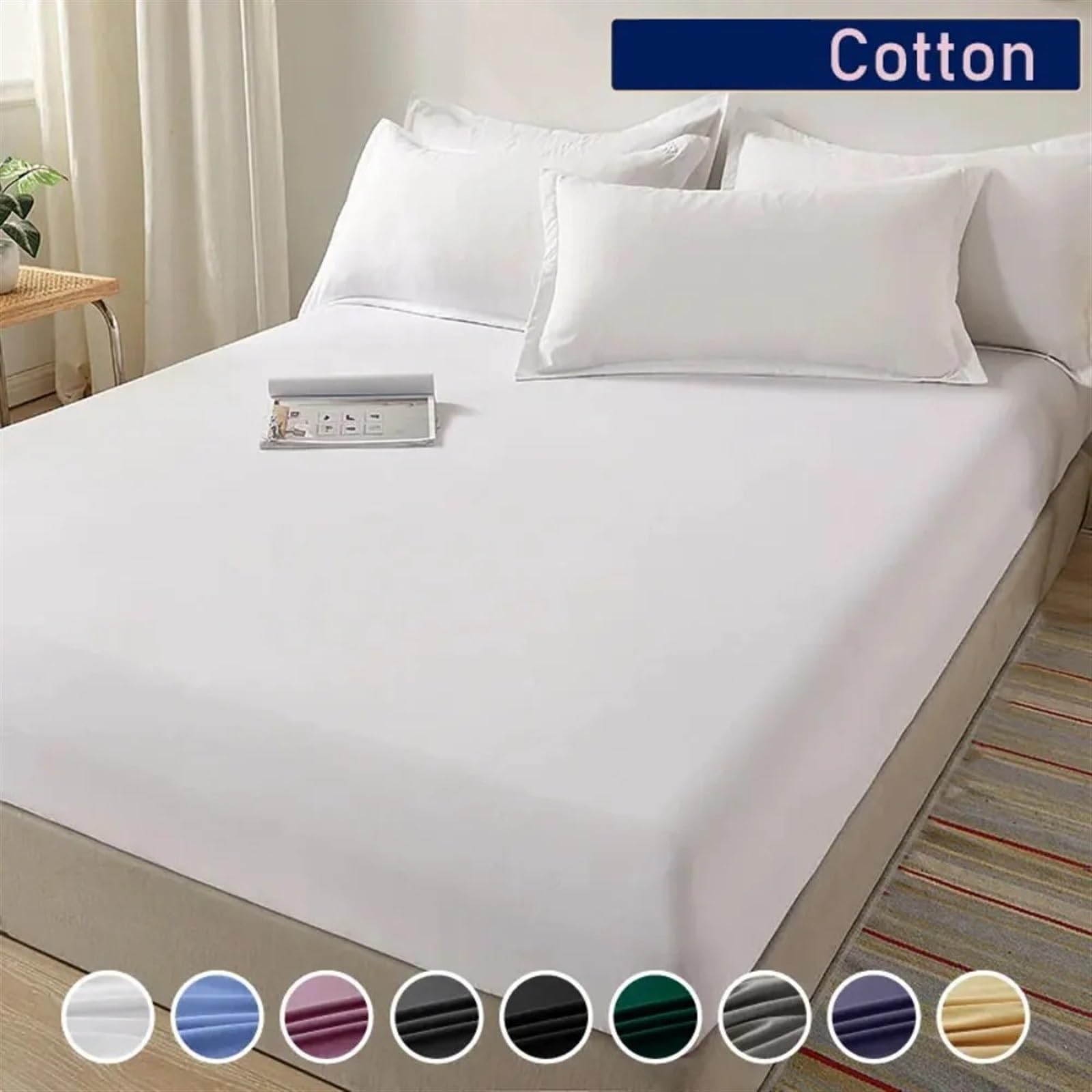 Lenzuolo con Angoli Extra Profondo Lenzuolo con angoli in cotone fascia elastica Coprimaterasso regolabile tinta unita for letto singolo, matrimoniale, king size(Light grey,120x200cmx30cm)