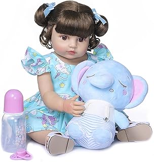Brastoy Bebê Reborn Boneca Silicone Original Pode Tomar Banho (55cm Elefante Menina Boneca)