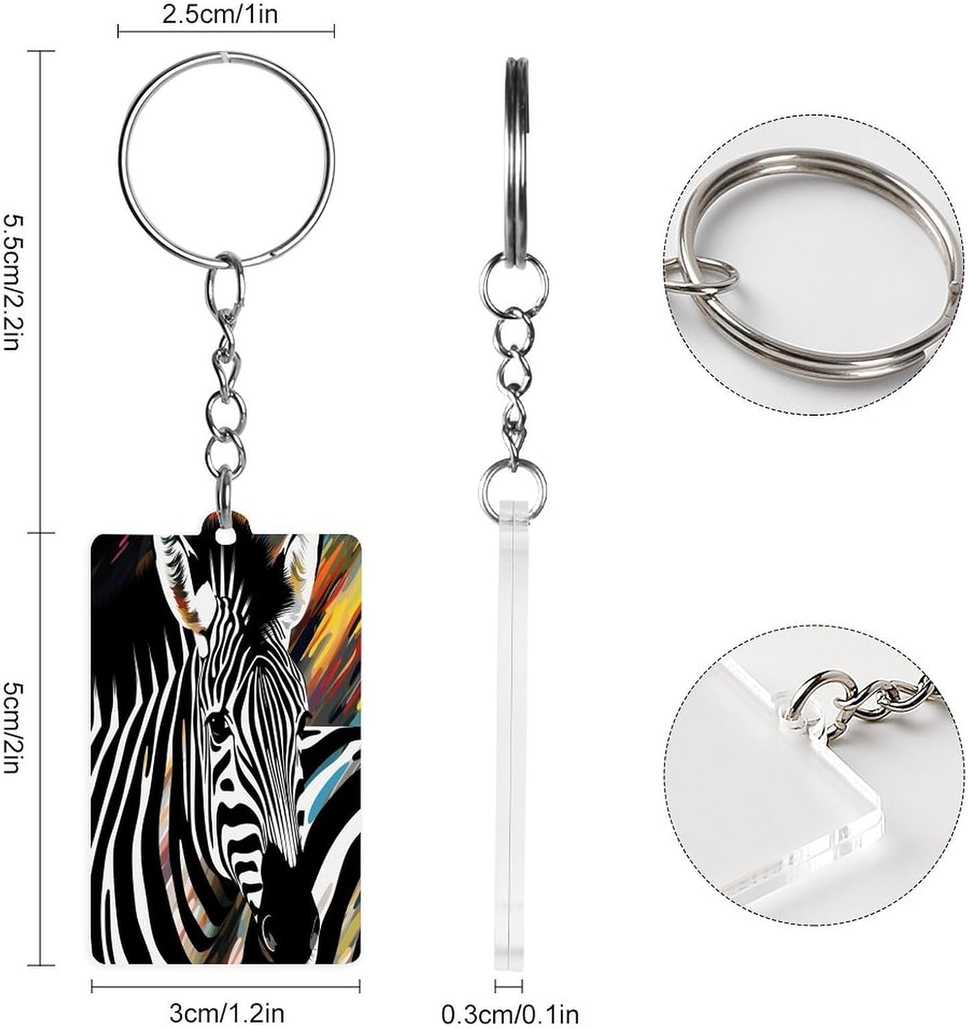 2×1.2 in Acrylic Keychain Cute Acrylic Keyring Animal Pendant image 2