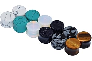 6 Pairs/16 Pairs Natural Stone Ear Plugs Saddle Plugs 5/8 Ear Gauges Expander Piercing Gauge