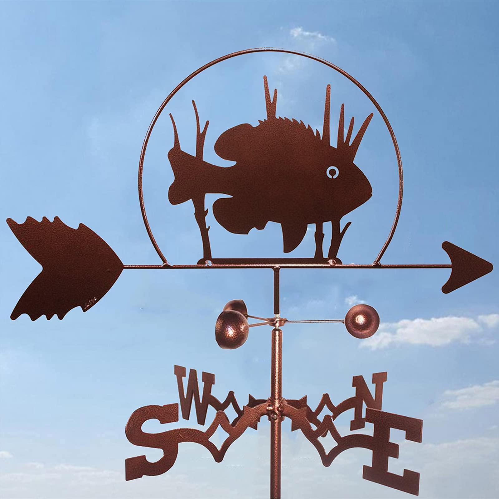 Girouette de toit résistante au vent indicateur direction poisson fer - 8