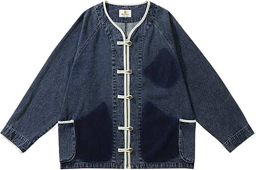 ジャケット・アウター ORIGINAL BUTTON COLLARLESS KNIT JACKET HBODHBGS Japanese Retro Jacket with Traditional Buttons