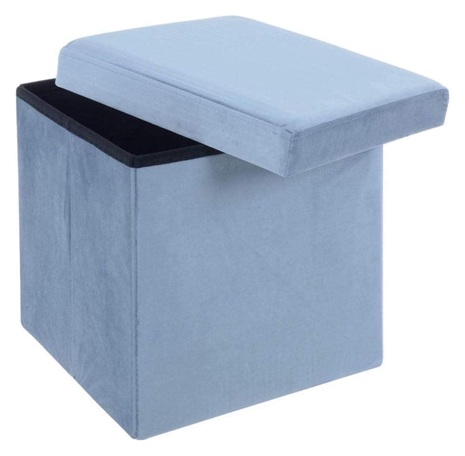 Taburete Plegable Verde Oscuro con Almacenamiento, Cubo de 38 cm con Funda de Tela de Terciopelo, Tapa Acolchada, Asiento Adicional Ideal, Taburete para pies, Caja de Juguetes, revistas, SIL