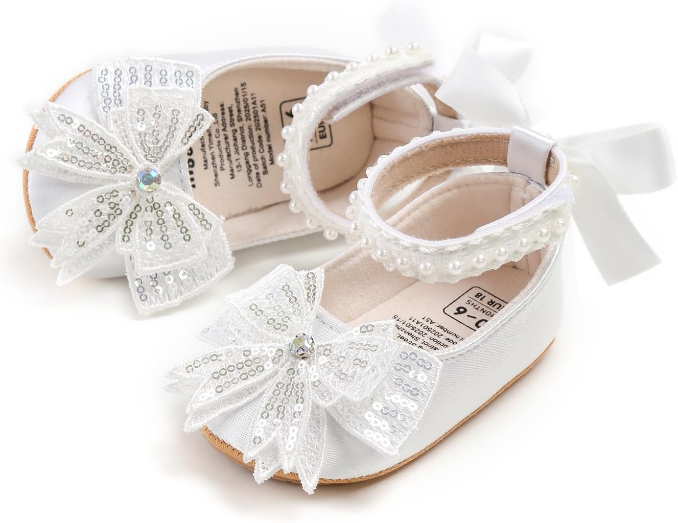Baby Girls Mary Jane Flats Wedding Uniform Dress Shoes Soft Anti-Slip Sole Infant Newborn Crib First Walkers Prewalker Shoe