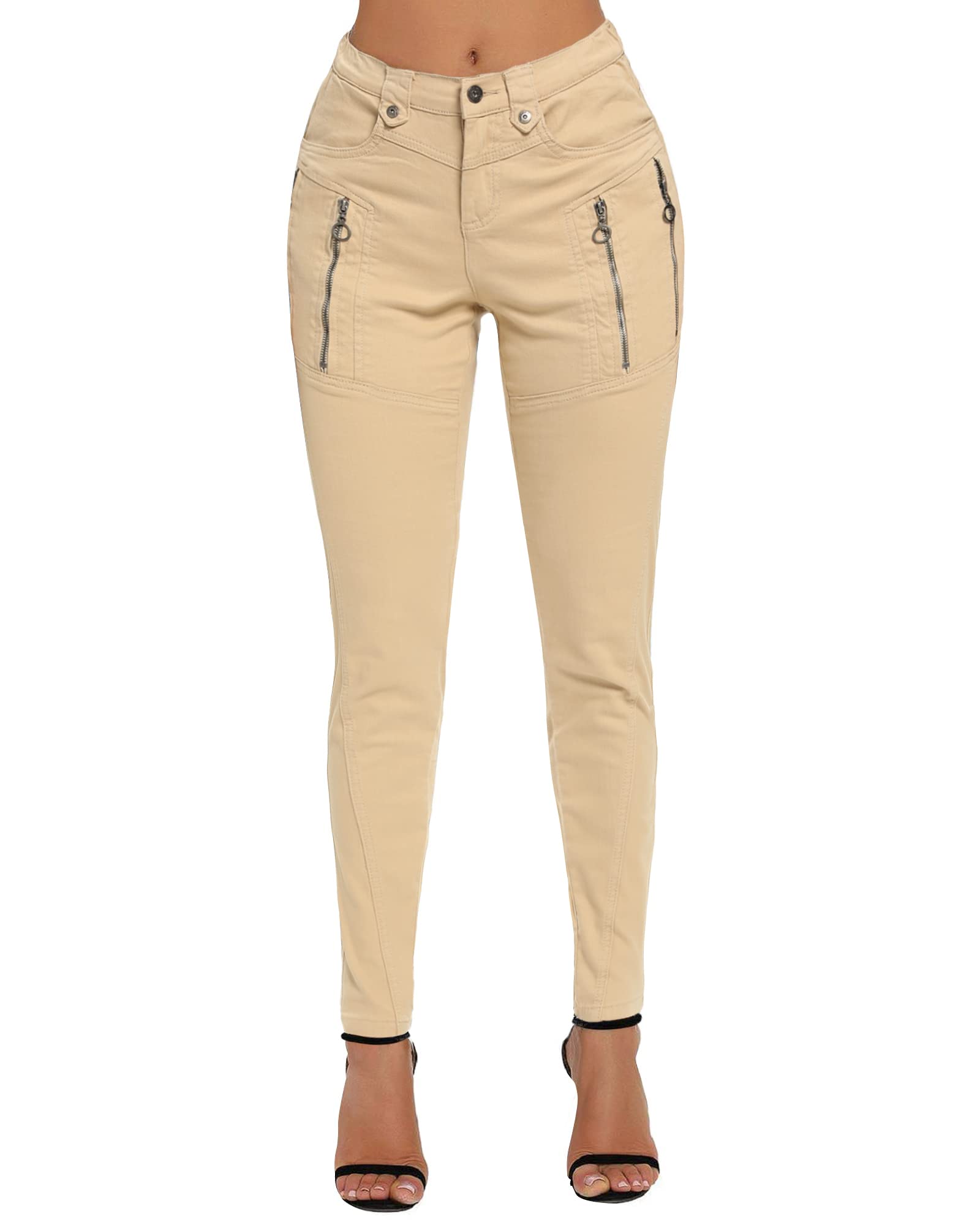 GSGGIG Women's Hiking Pants High Waisted Leggings for Women Stretch Elastic  Waist Slim Denim Jeans