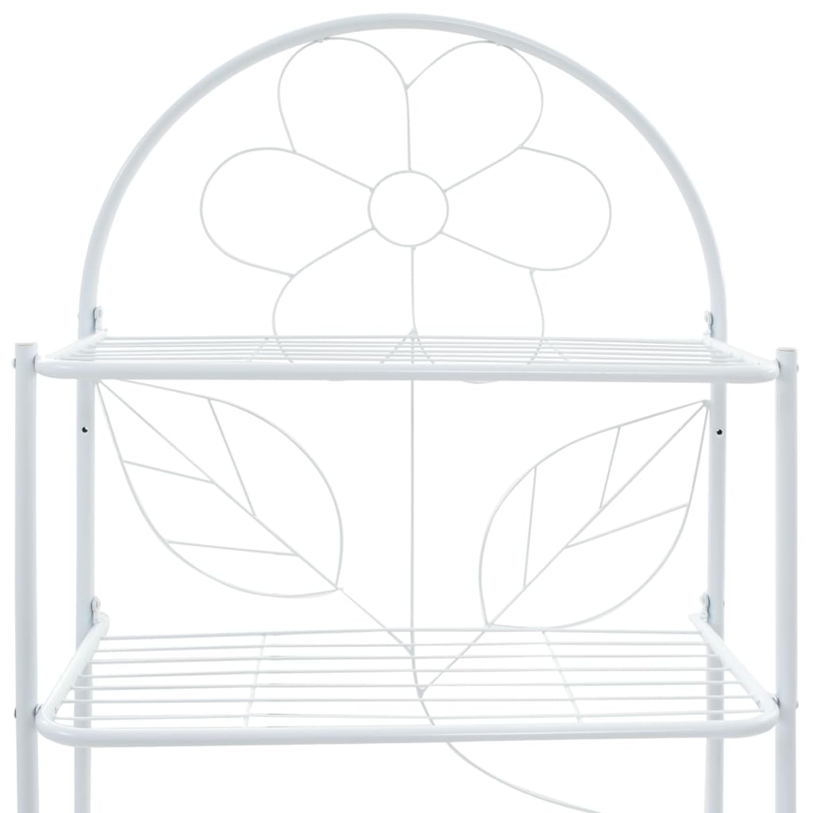 Gecheer Scaffale da Bagno, Scaffalatura Organizer 3 Ripiani Design Floreale, Acciaio Bianco 60x33x174 cm per Bagno, Lavanderia, Camera Ospiti