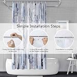 Boho Rideau de douche pour salle de bain Résumé Gris Bleu Aquarelle Rideau de Douche Set avec Crochets Art Contemporain Brosses Tissu imperméable Rideaux de douche 72x72inches