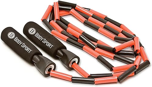 BodySport ZZR184 - Cuerda de saltar con cuentas, amplía tu rutina de entrenamiento, asas de espuma para un agarre firme, cuerda de 9 pies