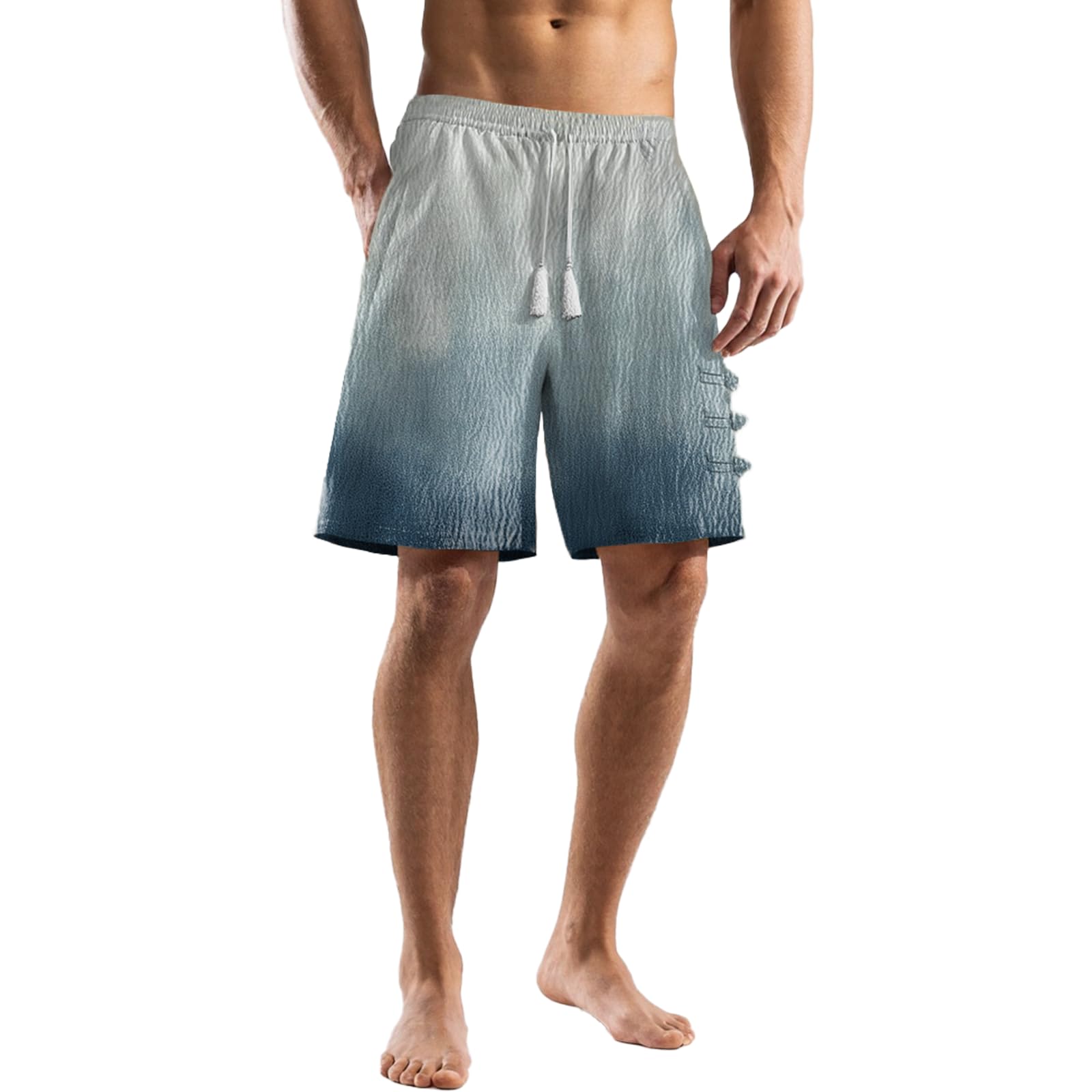 Summer Shorts Wide Leg Mens Elastic Waist Sports Running Shorts with Pockets Quick Dry Oversized Beachwear