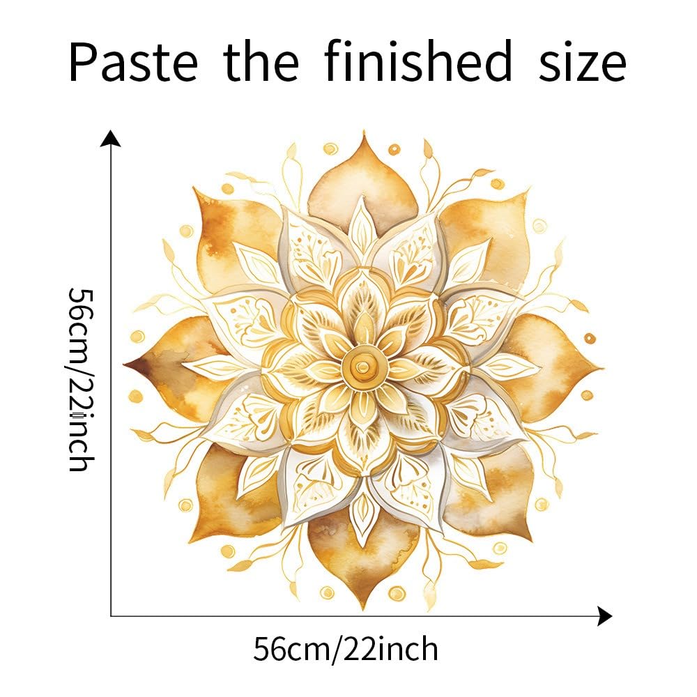 Stickers Muraux Dorés Lotus Mandala - Décoration Boho Yoga Indien Élégante