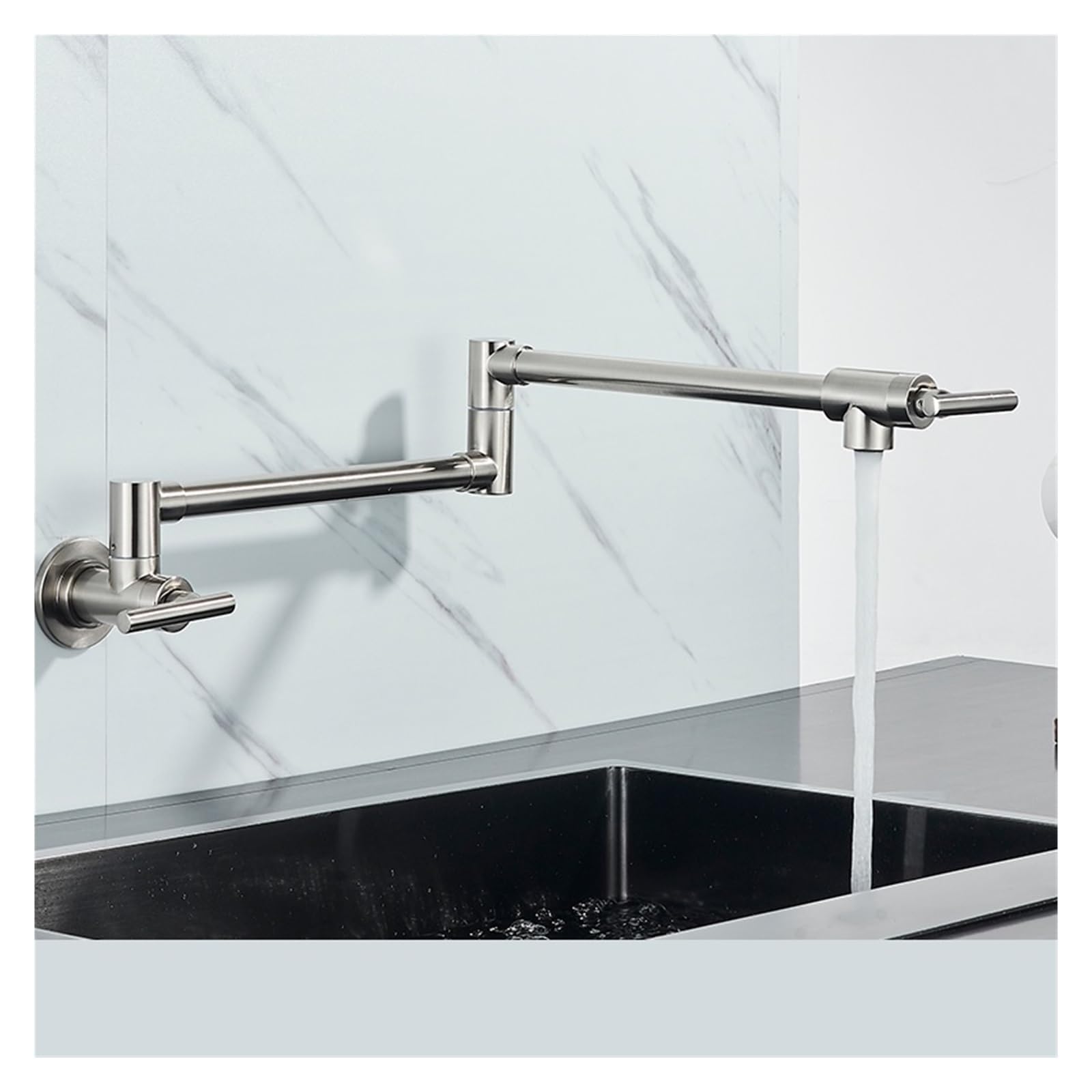 Robinet de remplissage de pot en laiton nickel brossé monotrou