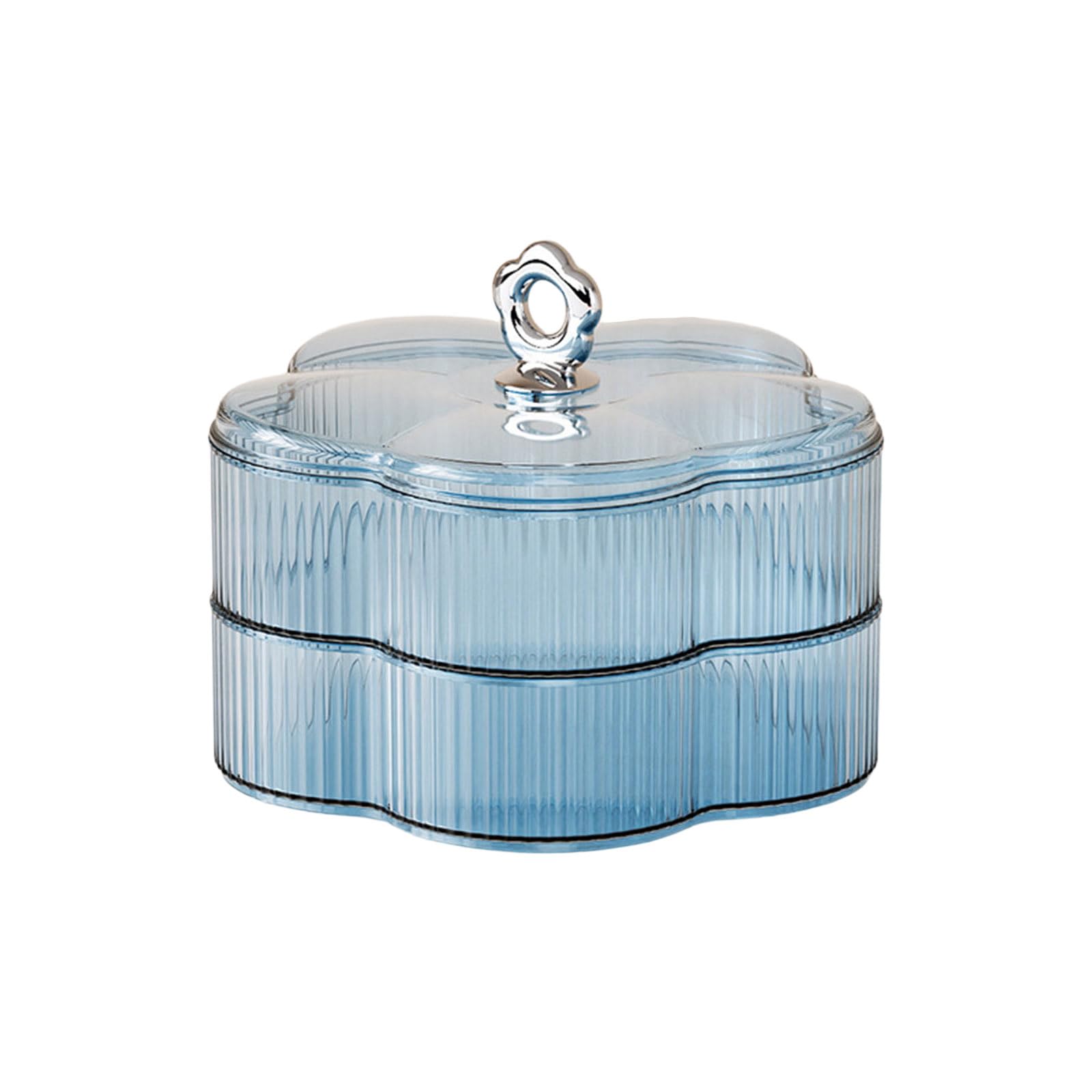 Kalttoy Blue Floral Design 2 Layer Candy Bowl Fruit Serving Tray Storage Container For Parties Daily Use Flower Shaped Snacks Tray
