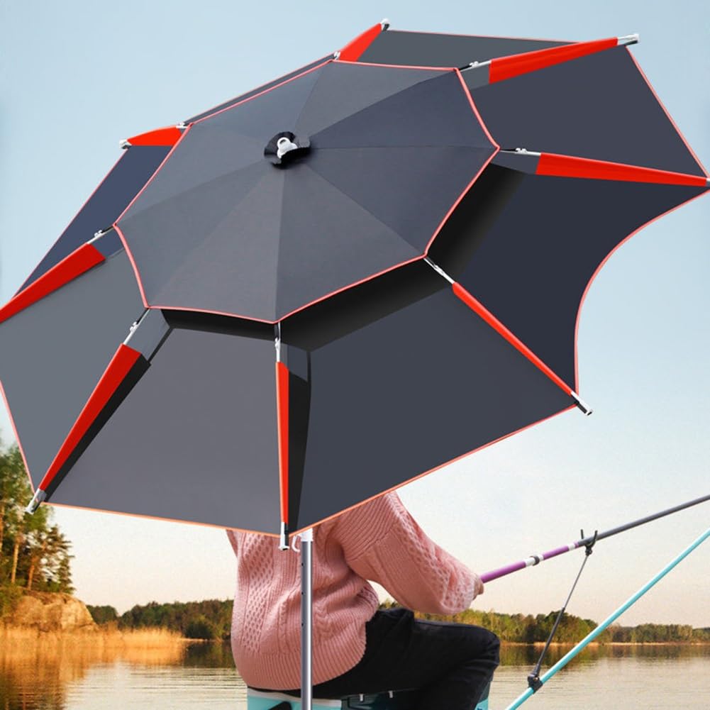 Ombrellone da Spiaggia Antivento, Ombrello Mare Portatile Protezione UV, con Ancoraggio a Sabbia, Regolazione a 360° per Patio, Giardino, Pesca all'aperto