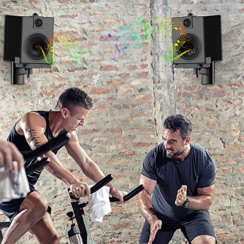 Fdm Universal Speaker Wall Mount One Pair Of Side Clamping Bookshelf Speaker Mount Bracket With Swivel And Tilt For Sound Speakers (Black) #TOP5