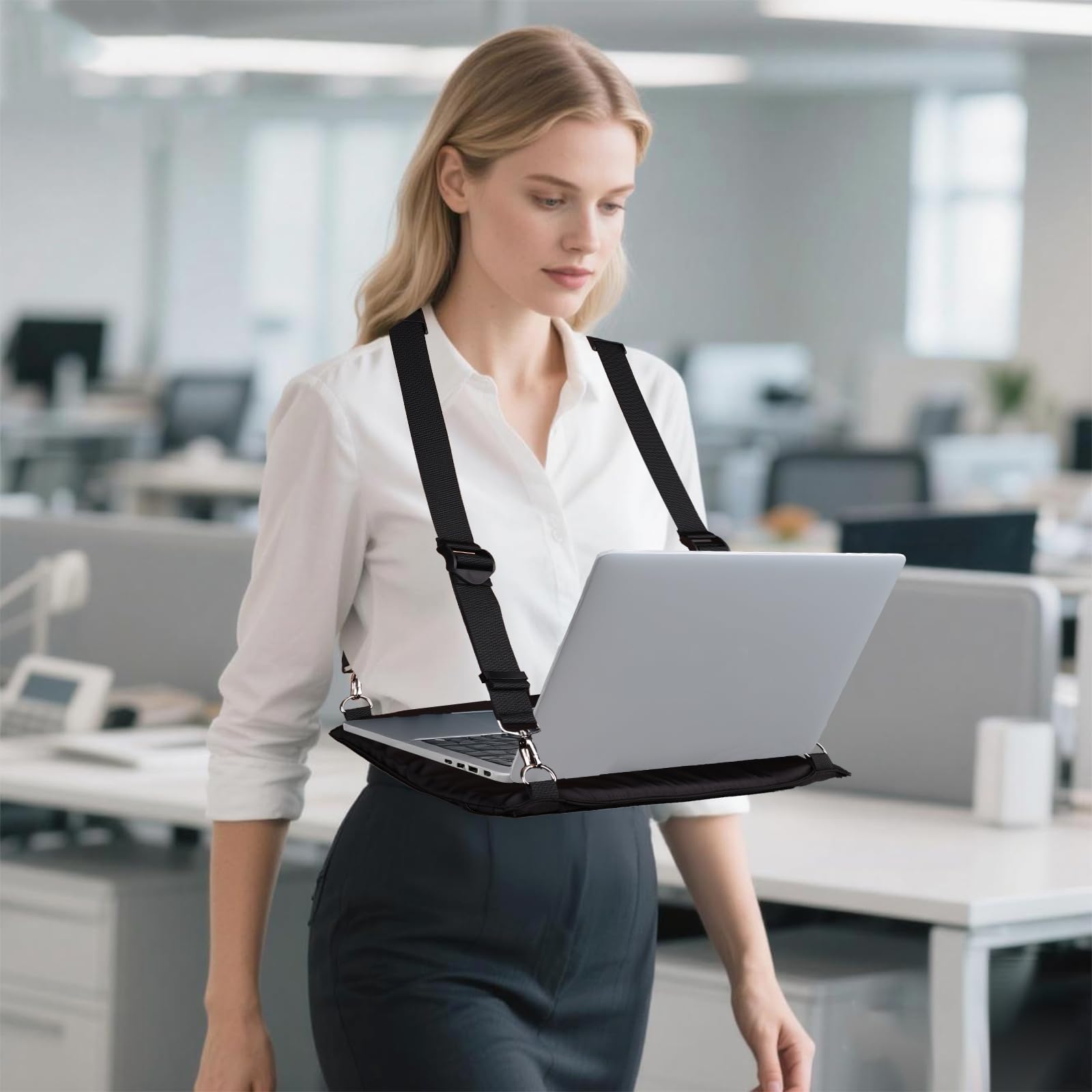 Imbracatura Portatile per Laptop da Passeggio, Supporto Regolabile Indossabile Laptop con Cinghie Ergonomiche Tablet da 40,6 cm E-Reader per Lavori All'Aperto