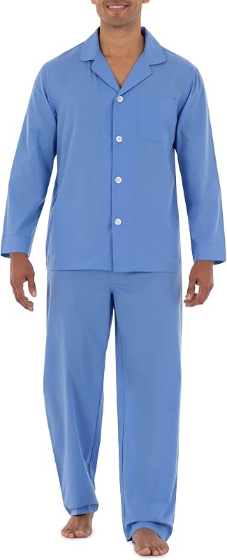 Fruit of the Loom Pijama masculino com camisa de mangas longas e calça, 2 peças
