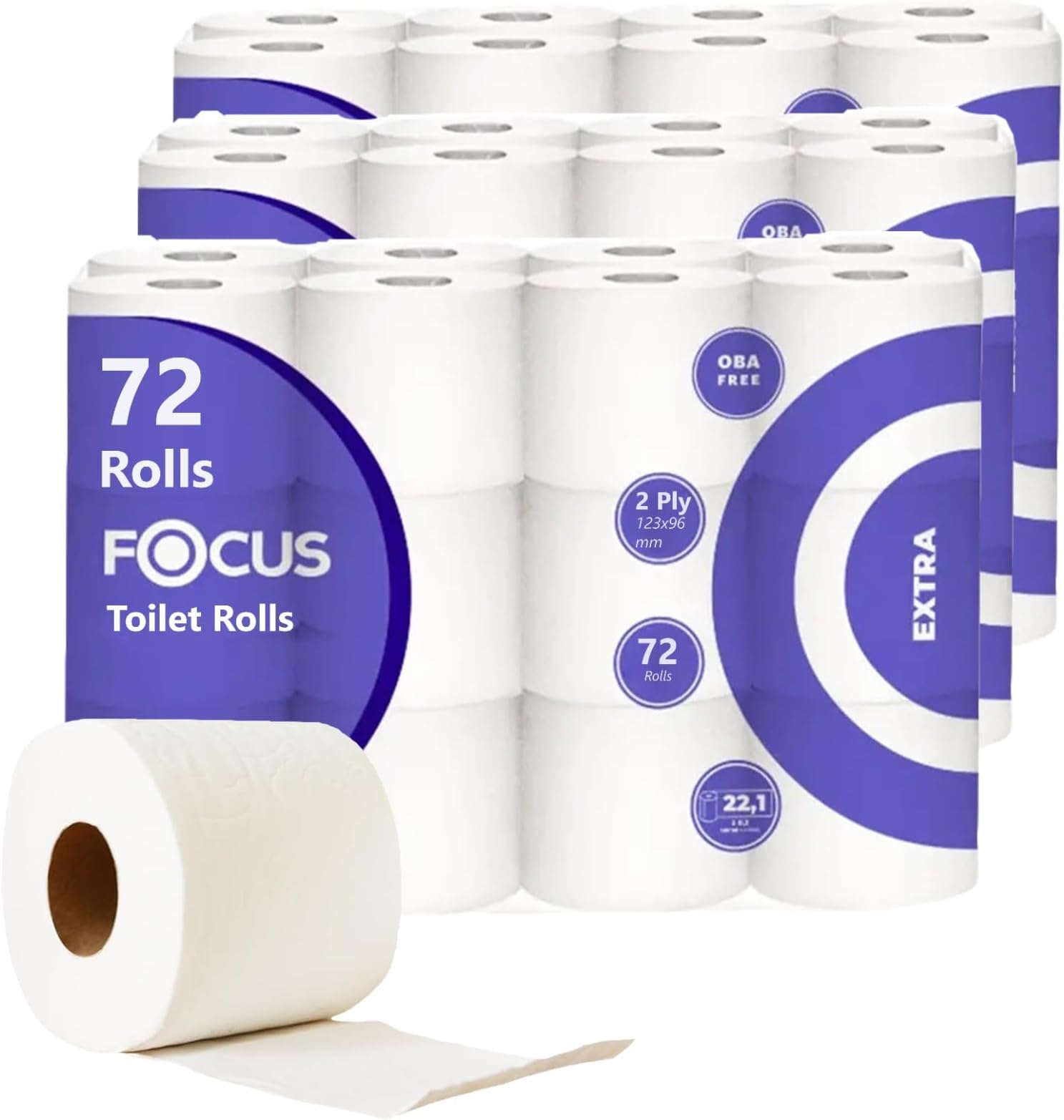 72 Toilet Rolls Quilted Tissue 2 Ply Toilet Paper Extra Soft Premium Quality (2Ply Rolls)