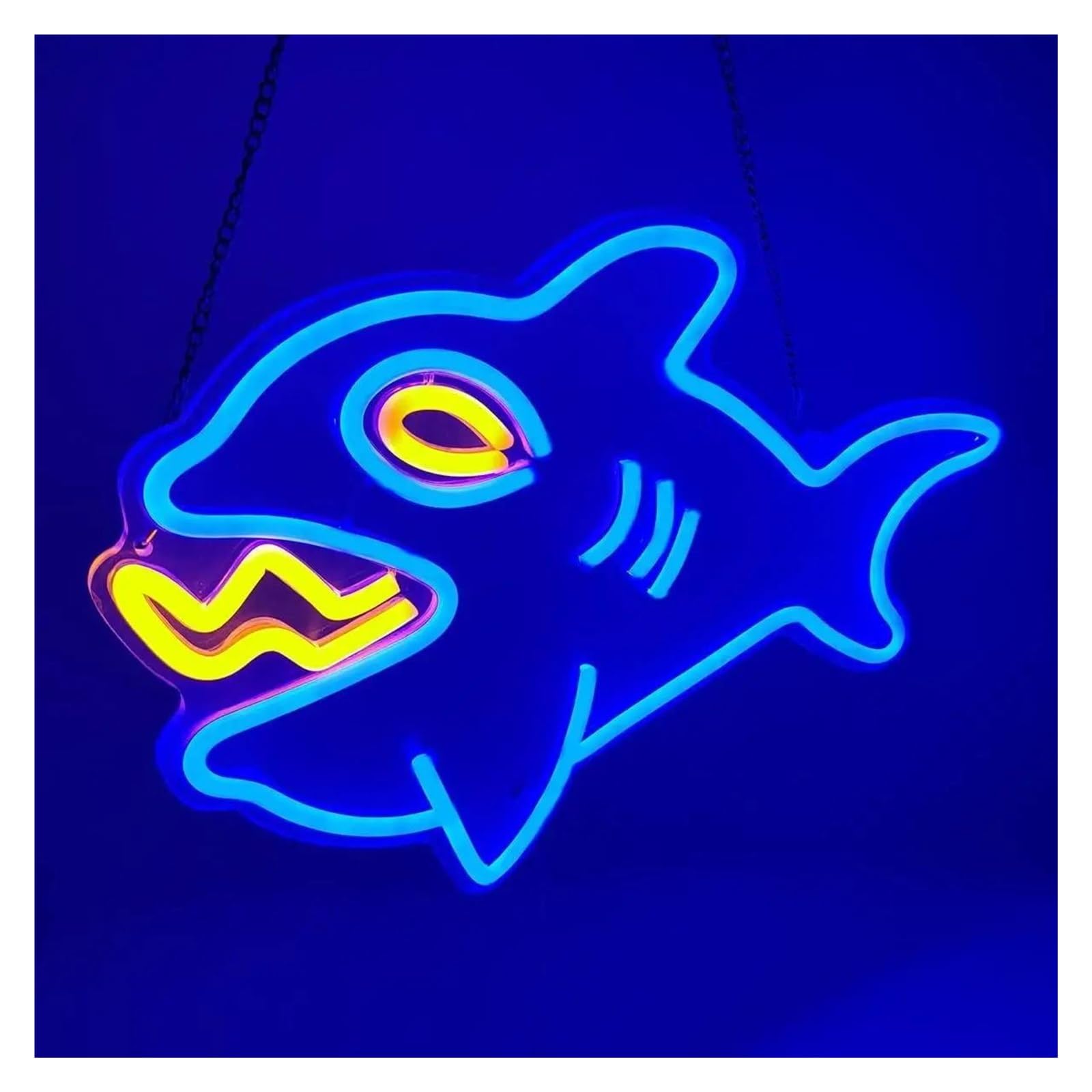 LEMST Signs Lamp Shark Neon, USB Powered, with Dimmer Switch, Suitable for Marine Themed Rooms and Aquariums 40x27cm