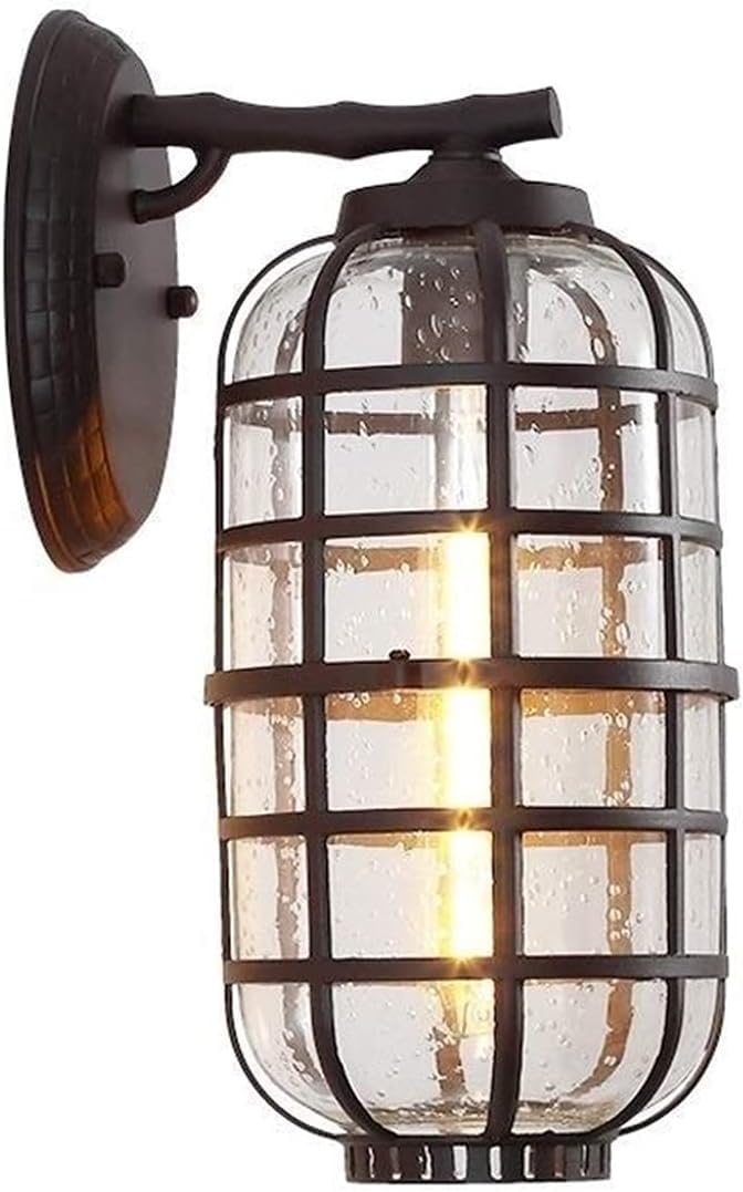 HYJAUSXB Retro Wall Lamps Outdoor Classical Sconce Light Waterproof Glass Lanterns E27 Aisle Balcony Antique Lights, Pendant