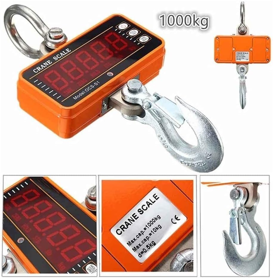 Crane Scale, Precision Electronic Digital Hook Scale, Mini Hanging LCD Loop Scales, Fishing Scale for Luggage, Heavy Duty Weight Scale with Tare Function SCA