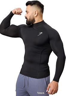 Men Full Sleeves Slim Fit Compression High Neck Sports and Gym Tshirt Price In India
