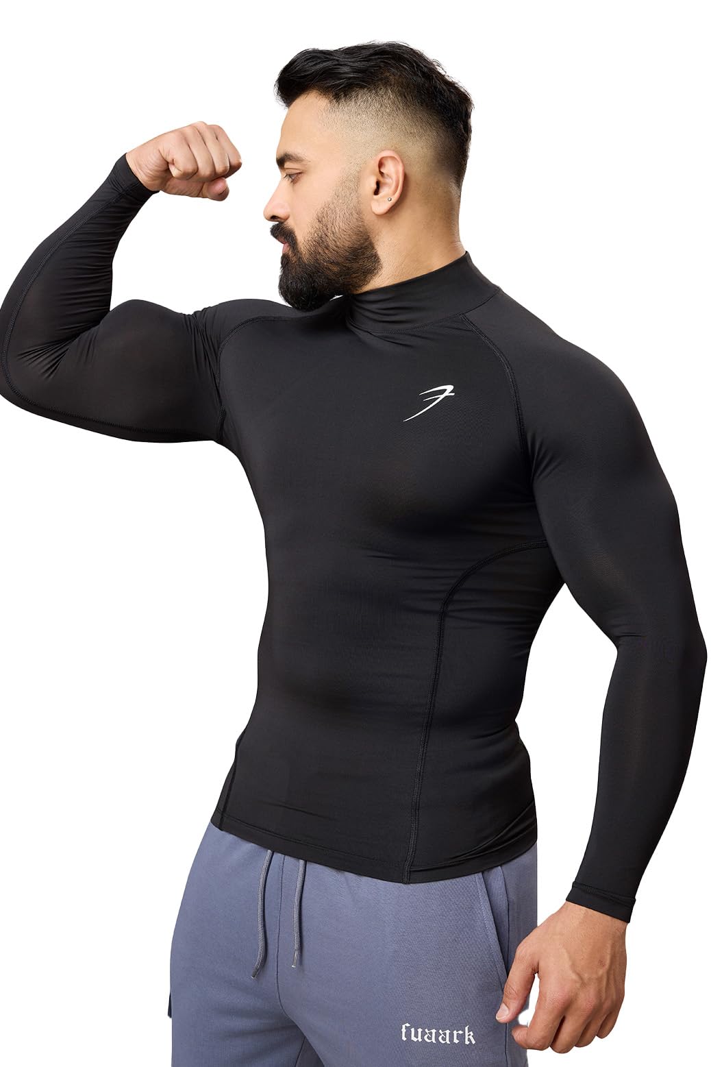 Men Full Sleeves Slim Fit Compression High Neck Sports and Gym Tshirt