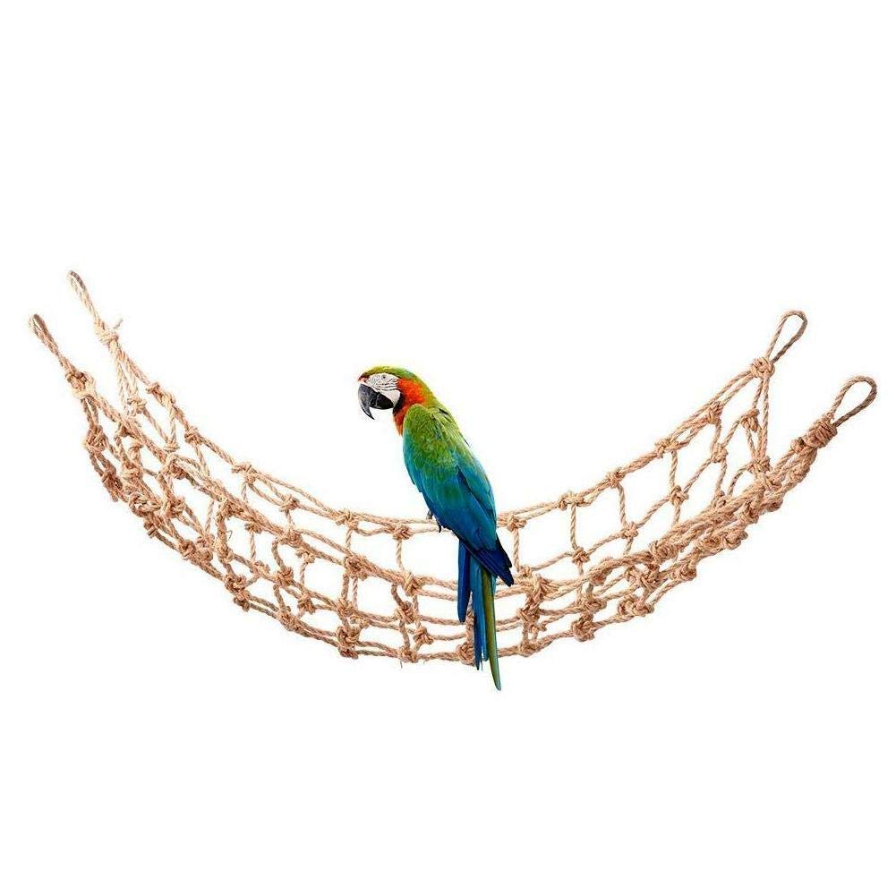 Tnfeeon 1PCS Parrots Climbing Net, Medium Large Size Parrots Hemp Rope Hanging Swing Bird Game Cage Toy Accessories