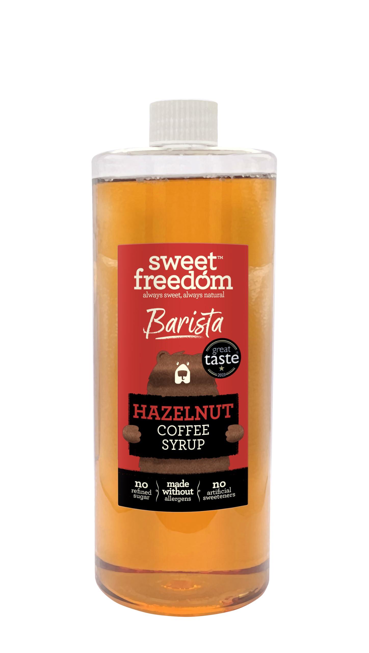 Sweet Freedom Hazelnut Coffee Syrup - 1 litre | Award Winning Great Taste | Natural Sweetness Derived from Fruit | Ideal for Baristas & Coffee Lovers | No Preservatives or Allergens | Vegan