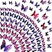 Amaonm 60 Pcs 5 Packages Beautiful 3D Butterfly Wall Decals Removable DIY Home Decorations Art Decor Wall Stickers & Murals for Babys Bedroom Tv Background Living Room (Purple)