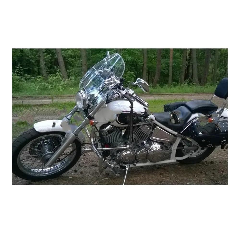 Large 18"x16" Clear Windshield For Yamaha V Star 1100 & 650 - Fits 7/8" To 1-1/4" Handlebars 3 thumbnail image