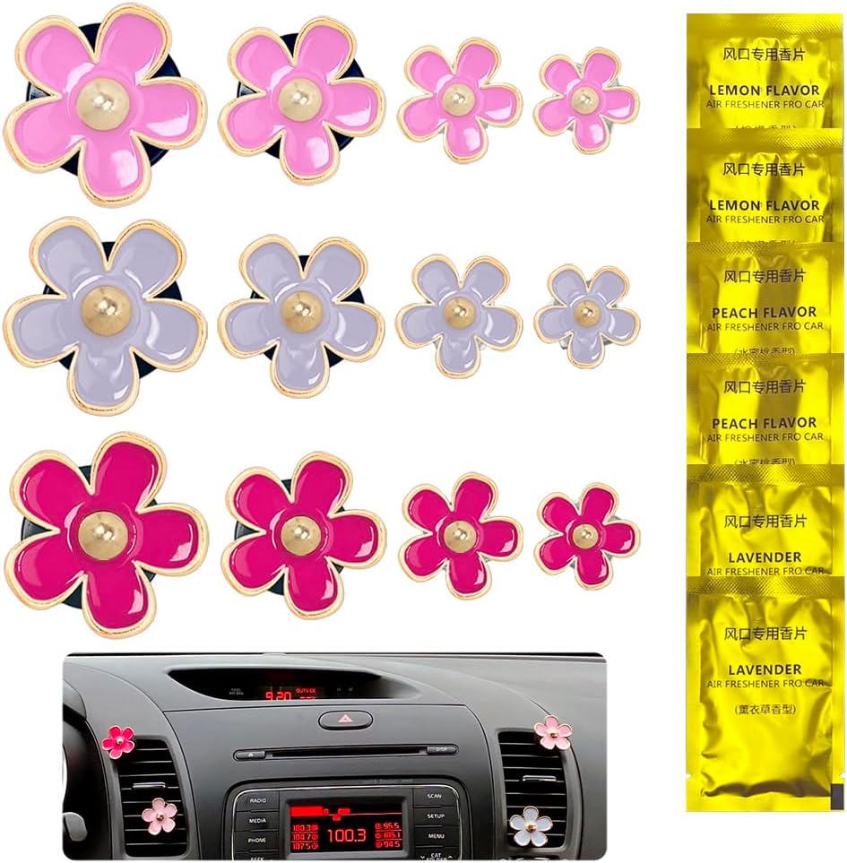 12 Pcs Daisy Flower Air Vent Clip, Car Air Fresheners Air
