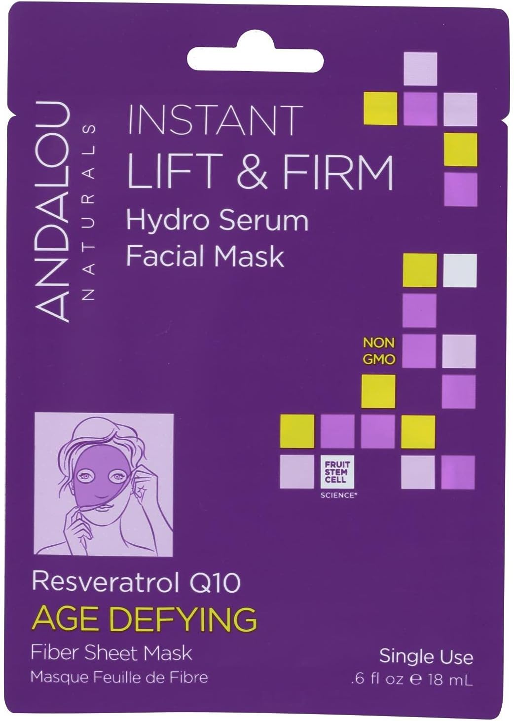 Andalou Naturals Instant Lift and Firm Hydro Serum Facial Mask, 0.6 Fluidoz - 6 per case.