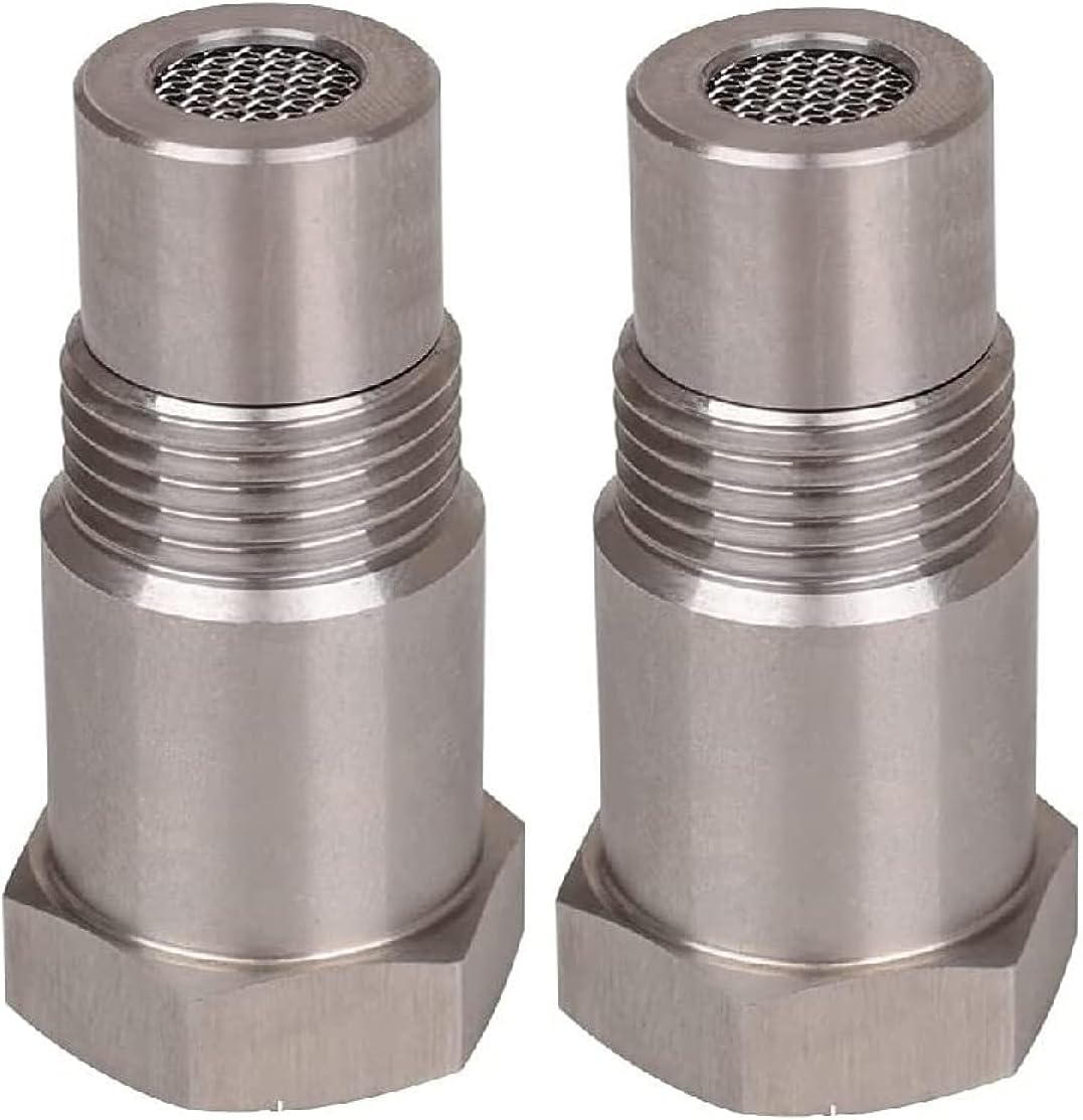 2PCS M18*1.5 Car O2 Oxygen Sensors Protective Plug Adapter Stainless Steel Engine Light Eliminator Adapter with Filter