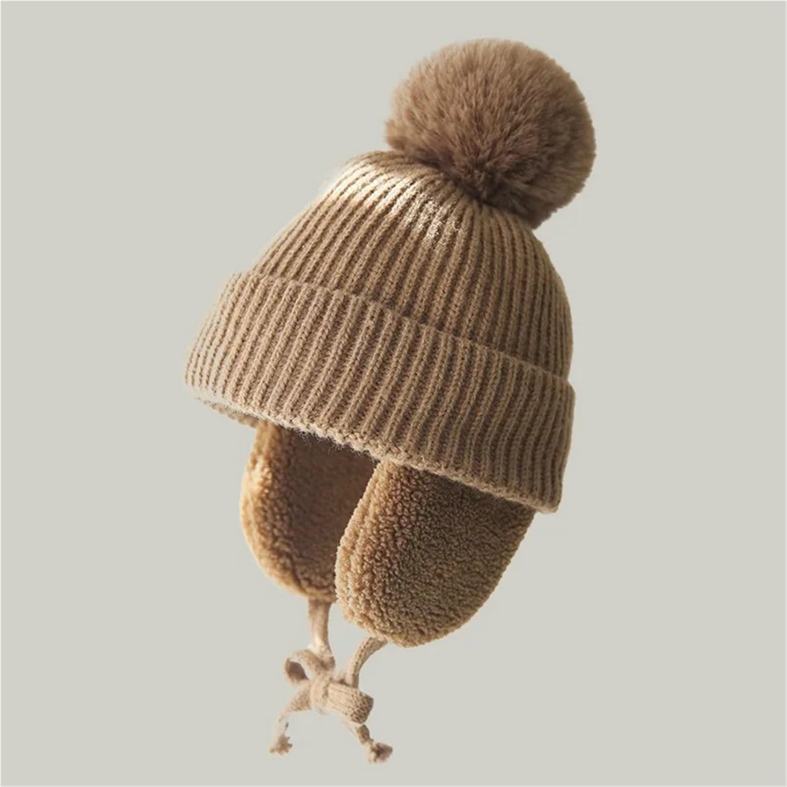 Gorro de Invierno for niños, Gorro de Punto con Orejeras for niños y niñas, Gorro con protección for los oídos de Felpa de Lana Gruesa for 2-8 años