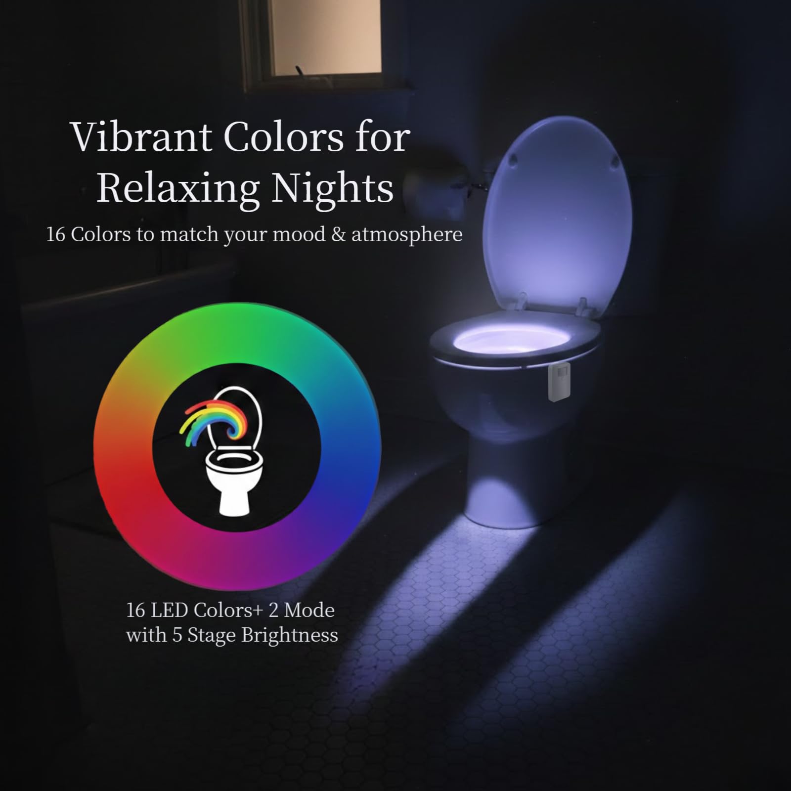 Witshine Toiletten-Nachtlicht, 4 Stück, 16 LED-Farbwechsel-Lampen mit Bewegungsmelder, aktiviert – lustiges Badezimmer-Accessoire für Heimdekoration – perfekte Dekoration mit Wasserhahn-Licht