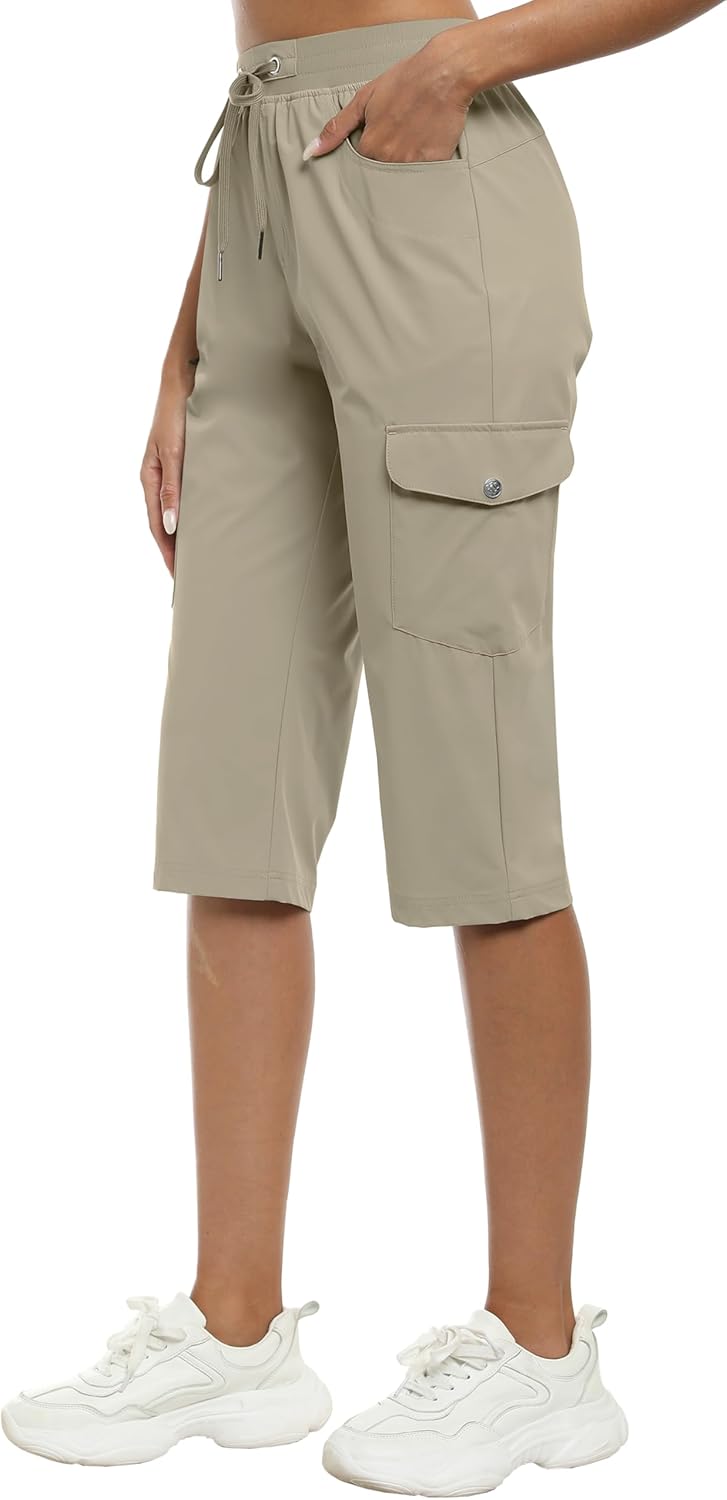 MoFiz Capri Pants for Women Lightweight Ice Cool Capris for Women Casual Summer Trip Loose Shorts with Zipper Pockets - Image 2