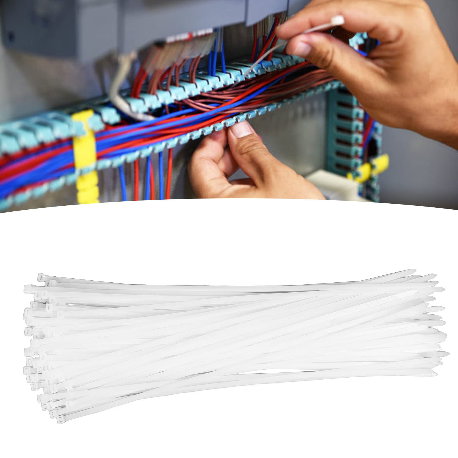 Fascette in Nylon, Fascette per Cavi con Zip Allargate da 100 Pezzi, Autobloccanti, Resistenza Alla Trazione di 250 Libbre, Resistente Ai Raggi UV, per Uso Intensivo, per Esterni