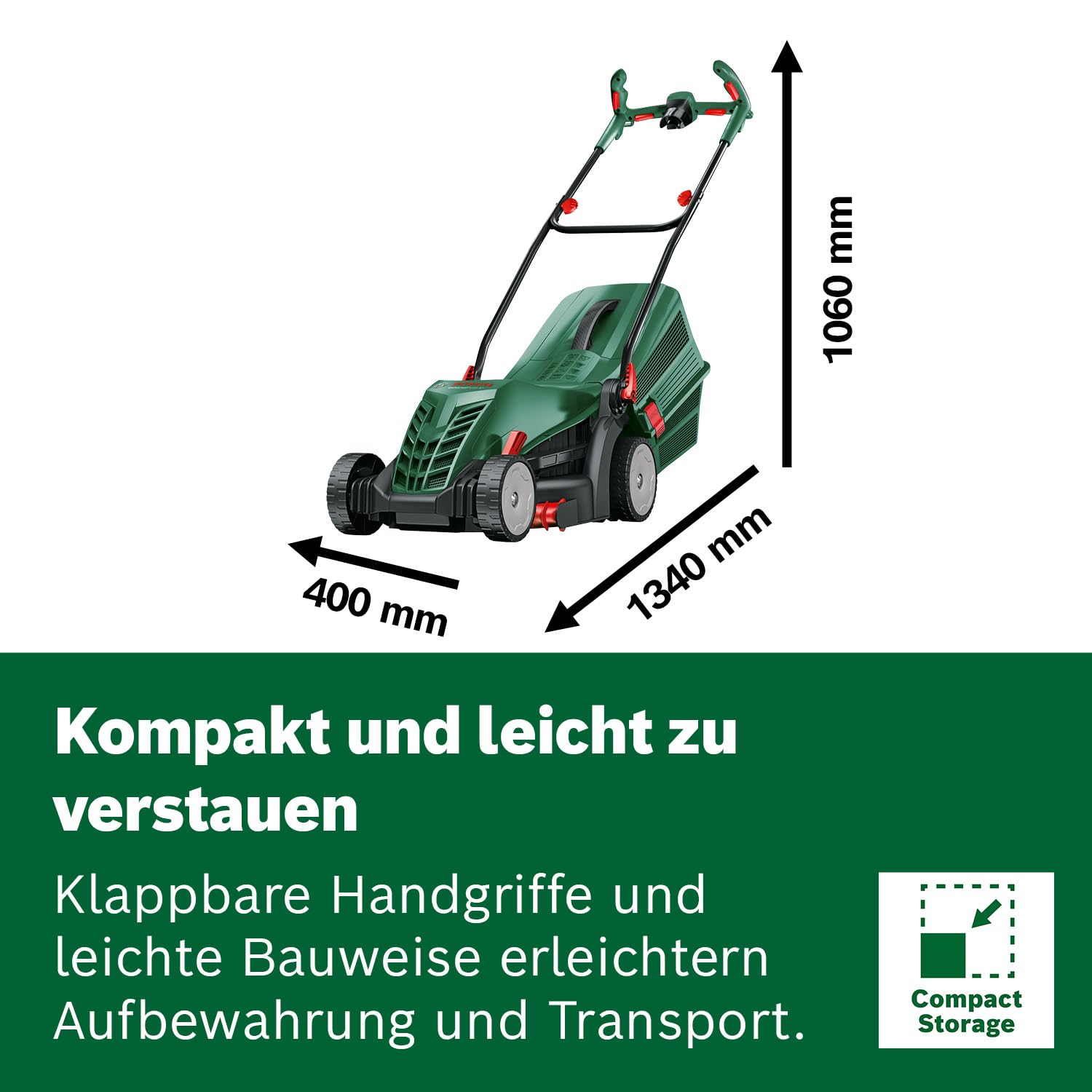 Bosch kabelgebundener Rasenmäher UniversalRotak 37-555 (1400-W-Motor, Schnittbreite: 37 cm, 40-Liter-Grasfangkorb, Ergoflex-Handgriffe)
