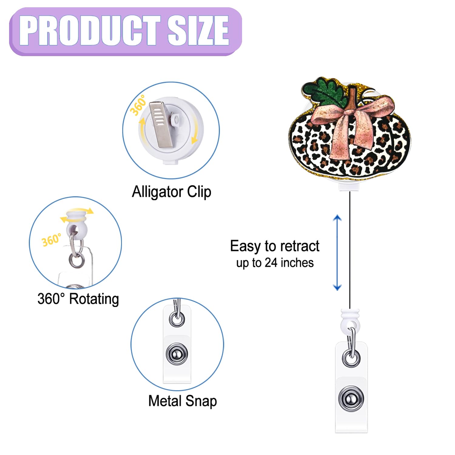 Tian Zhun Retractable Badge Reel With Alligator Clip – Fall Acrylic Badge Holder For Nurses, Office