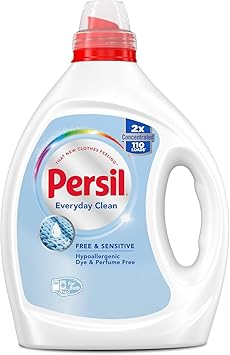 Persil Free & Sensitive Laundry Detergent Liquid, 82.5 Fl Oz, 110 Loads, Ultra Concentrated Laundry Soap, Unscented & Hypoallergenic for Sensitive Skin, All Water Temperatures, HE Safe