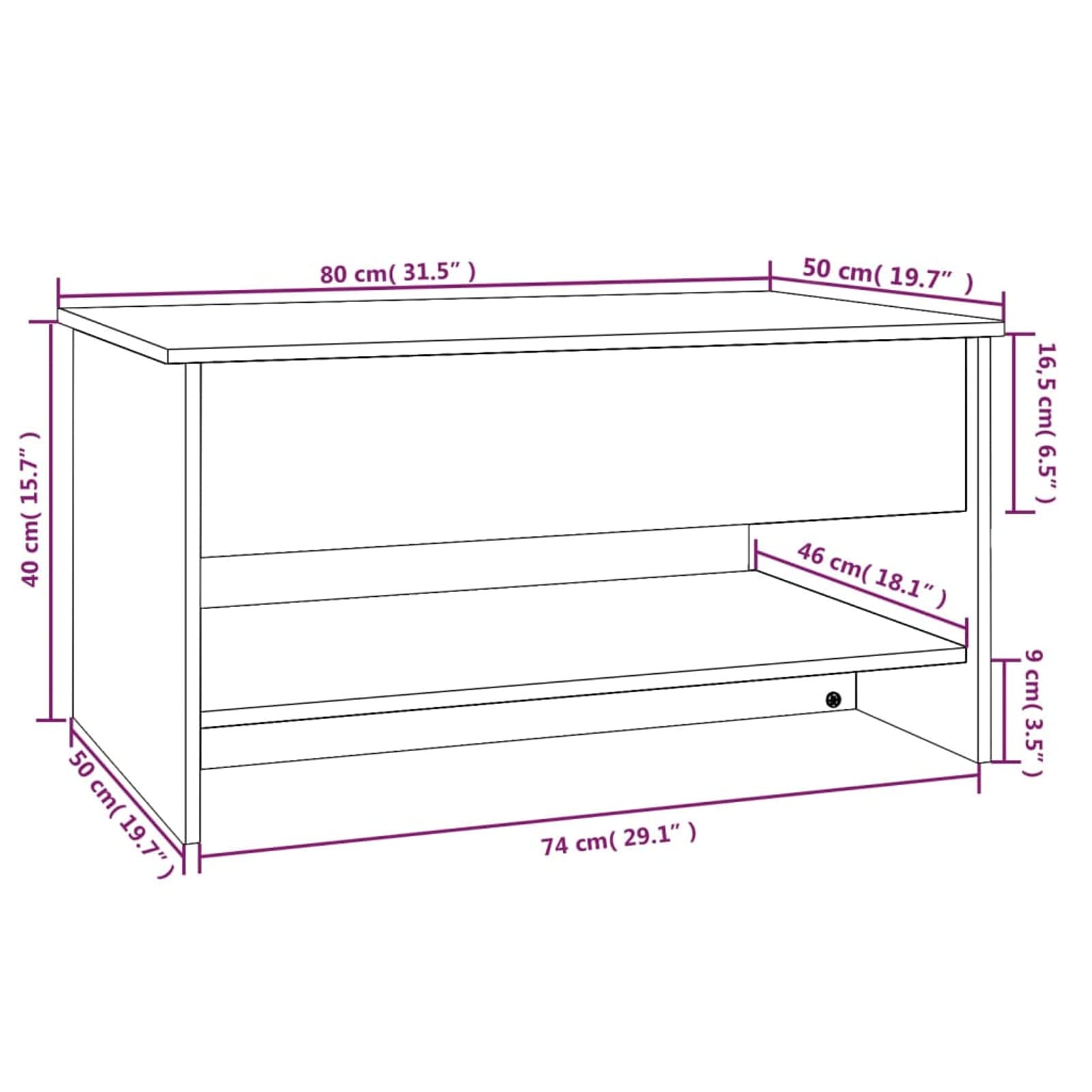 Homgoday Table basse blanche 80 x 50 x 40 cm en bois d'ingénierie, table d'appoint pour canapé, table d'appoint pour salon, salle de réception d'invités, chambre à coucher et mobilier de bureau