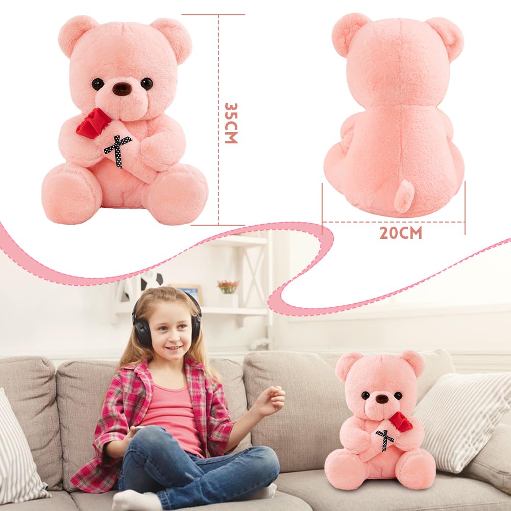 RANJIMA Orsetto 35cm, Orsetto di Peluche con Orsetto di Peluche Regali dolci per la Fidanzata e le Donne Regalo per Fidanzate Orsetto per Anniversario Compleanno e Regali di San Valentino Rosa