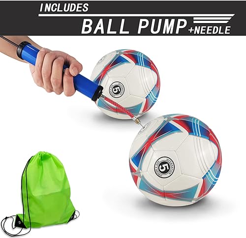 Vista 2 de UUBEMM Juego de pelotas de fútbol deportivas con bomba y bolsa de transporte de regalo para principiantes, niños, jóvenes adolescentes, adultos