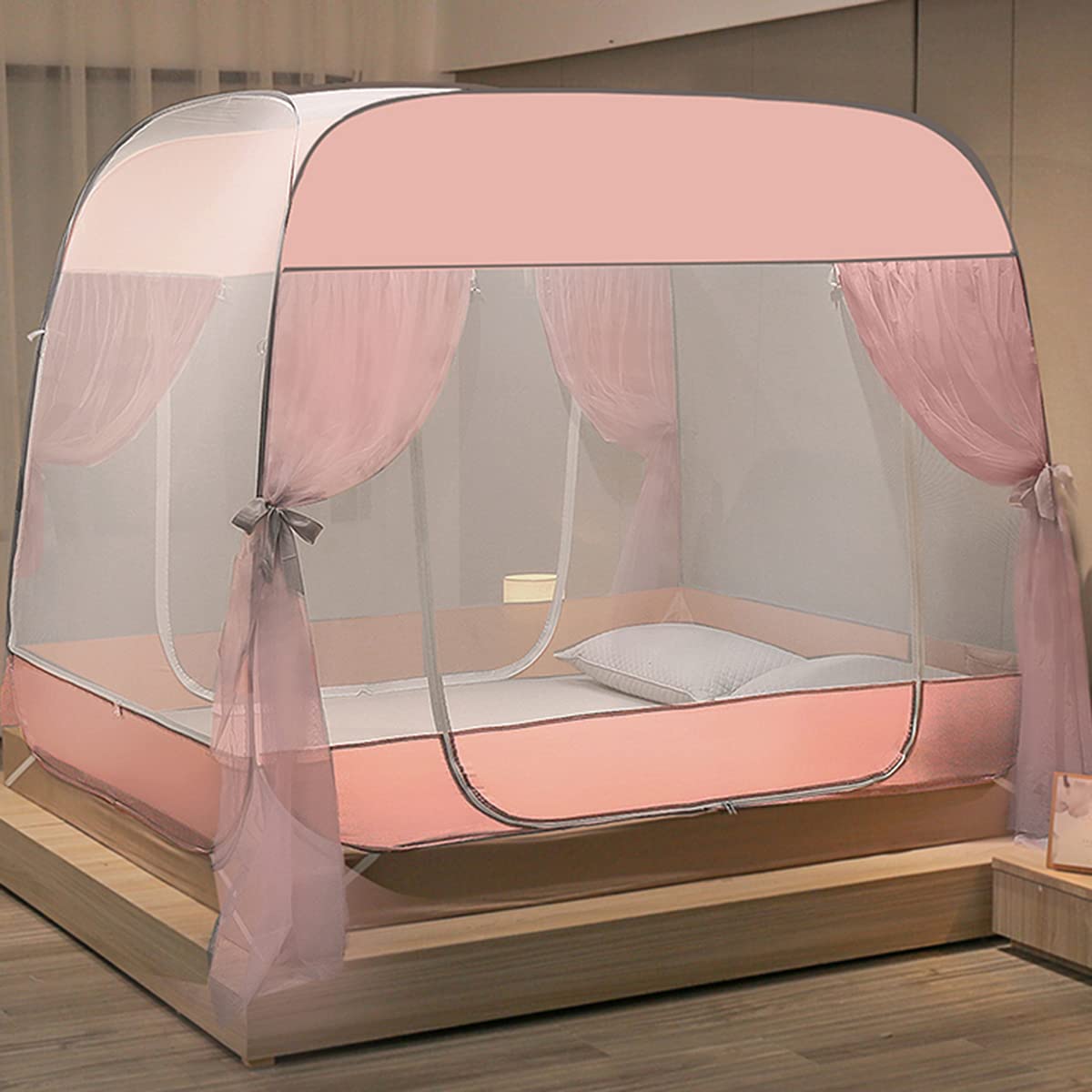 Przenośna moskitiera do łóżka, wolnostojąca, łatwa instalacja, przestronna konstrukcja na kemping i podróż, składana ochrona, 1,2 x 1,95 x 1,40 m
