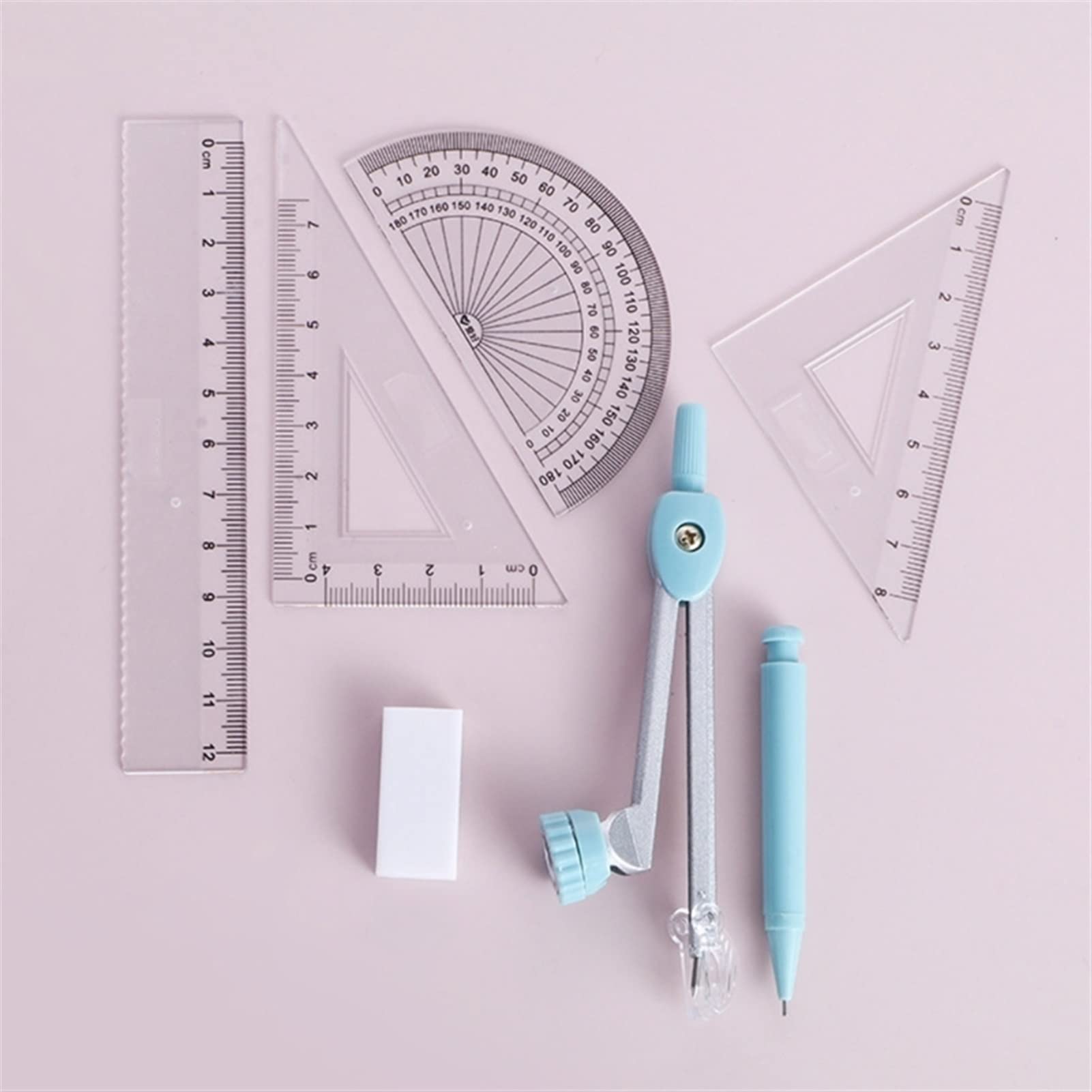 BAtlam Kompass-Geometrie-Kit 7-in-1-Kompass-Set Multifunktionales Quantizer-Kit Box for Studenten Mathe-Entwurf Zeichenwerkzeuge Schreibwaren Mathe-Set Kompass-Set (Color : A) (A)