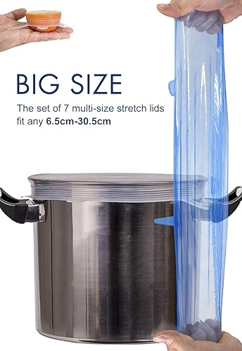 Miniatura 3 de Longzon El paquete de 14 tapas elásticas de silicona incluye 2 unidades de tamaños de hasta 9.8 pulgadas de diámetro, fundas reutilizables y