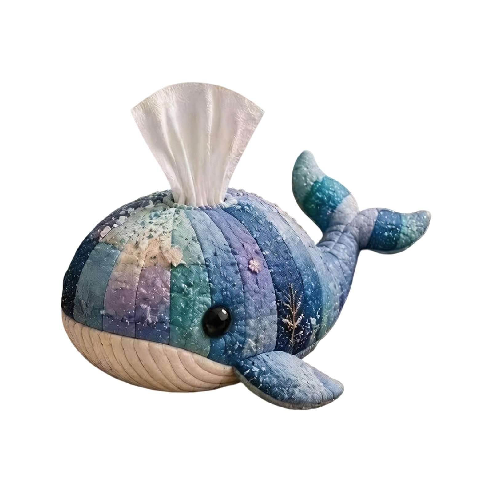 Fabric Tissue Box Cover Sewing Set, Sea Animal Patchwork Project for Desktop Decor and Tabletop Patchwork Tissue Box Cover Sewing Project Fabric