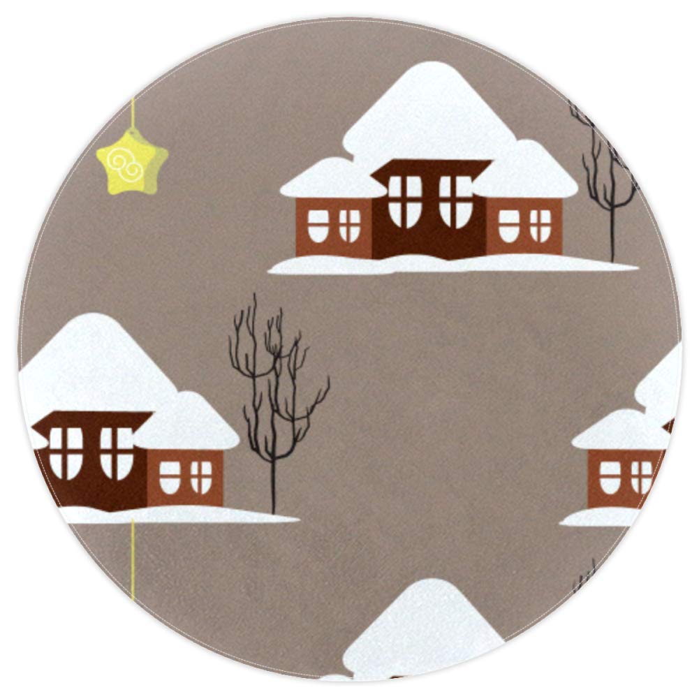 Tapis rond antidérapant multicolore 120cm en tissu polyester doux