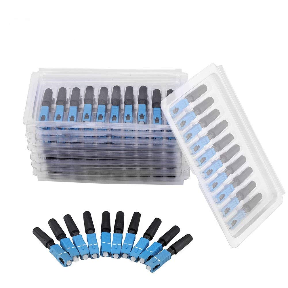 Jeanoko 100Pcs Connecteur de Fibre Optique intégré SC Adaptateur de Connexion de connecteur Rapide Rapide à Froid pour FTTH