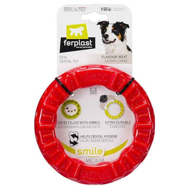 Ferplast Juguete Perro, Anillo Dispensador Comida Perros, Croquetas, en Material Duradero para Masticar